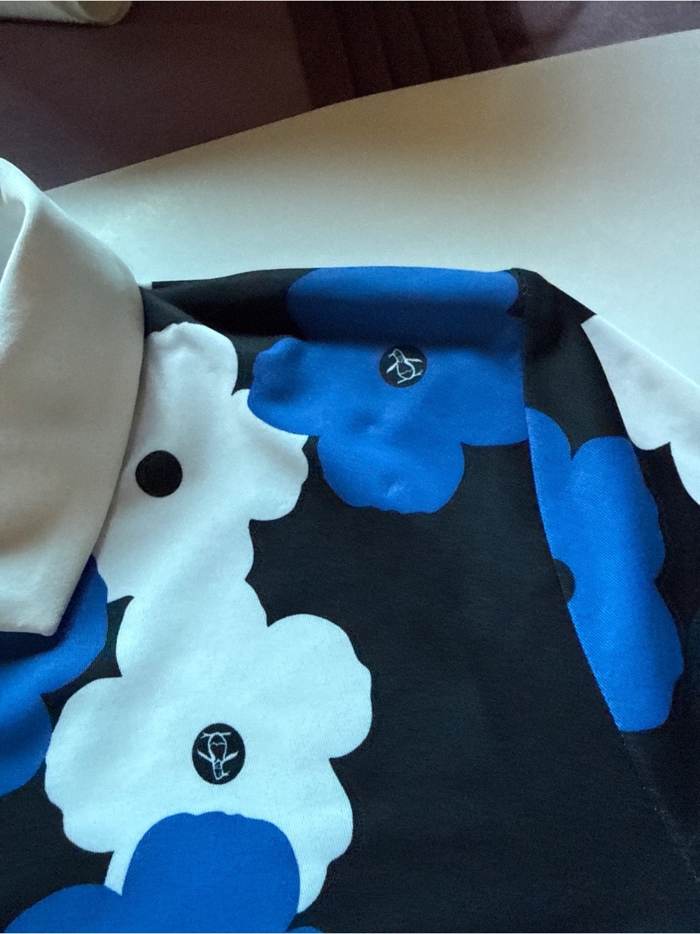 Original Penguin Munsingwear Women's Blue & White Floral Print Golf Polo Sz S - Picture 4 of 5